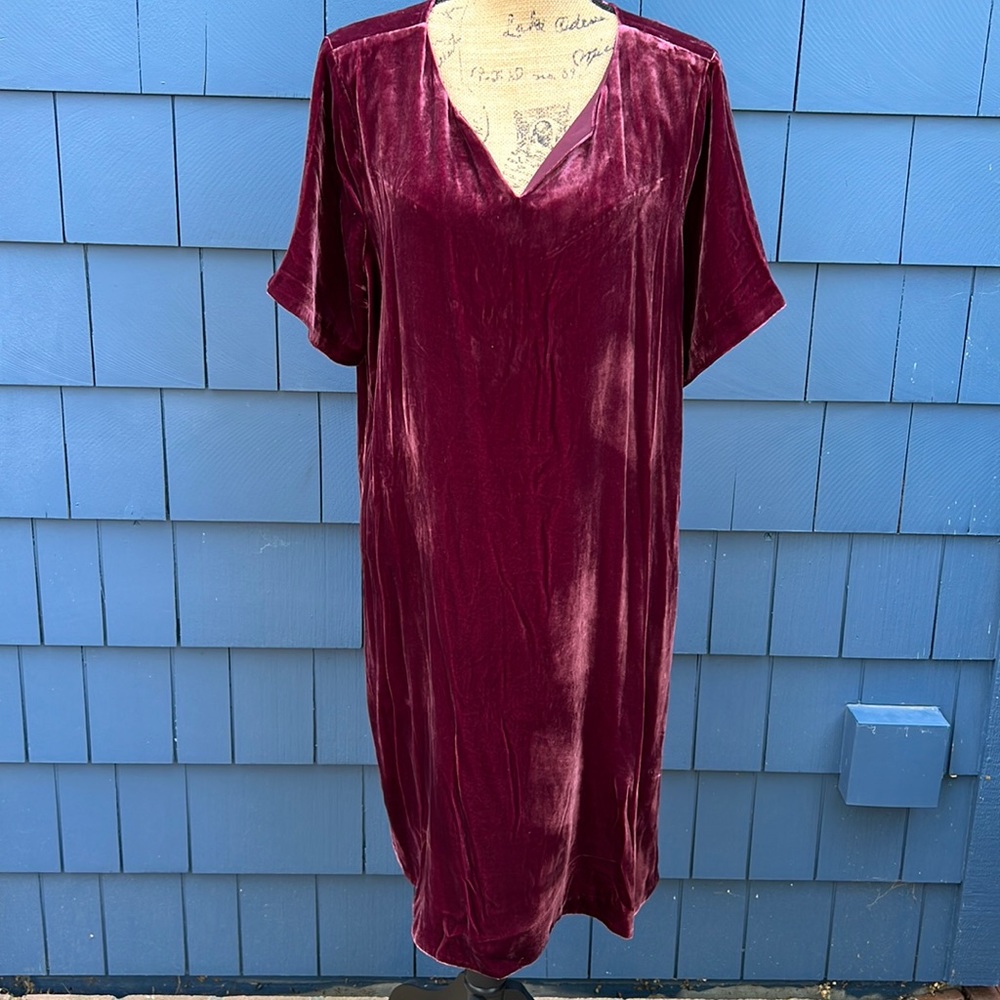 Sundance burgundy velvet dress long silk rayon